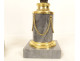 Pair of bronze candlesticks depicting female caryatids, Egyptian style, marble, 19th century