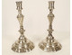 Pair of Regency style silver-plated metal candlesticks, early 20th century
