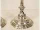 Pair of Regency style silver-plated metal candlesticks, early 20th century