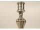 Pair of Regency style silver-plated metal candlesticks, early 20th century