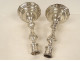 Pair of Regency style silver-plated metal candlesticks, early 20th century