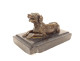 Bronze sculpture paperweight depicting a reclining hunting dog, black marble, 19th century