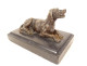 Bronze sculpture paperweight depicting a reclining hunting dog, black marble, 19th century