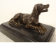 Bronze sculpture paperweight depicting a reclining hunting dog, black marble, 19th century