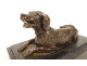 Bronze sculpture paperweight depicting a reclining hunting dog, black marble, 19th century