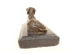 Bronze sculpture paperweight depicting a reclining hunting dog, black marble, 19th century