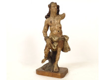 Polychrome wooden sculpture/statue of Saint Sebastian, martyr, 17th century