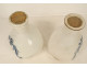 Pair of Nevers earthenware pharmacy jars and bottles, monochrome lemon balm and betony, 18th century