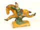 Equestrian ridge tile, glazed earthenware, Sancai horseman, China, Ming dynasty