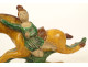 Equestrian ridge tile, glazed earthenware, Sancai horseman, China, Ming dynasty