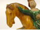 Equestrian ridge tile, glazed earthenware, Sancai horseman, China, Ming dynasty