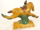 Equestrian ridge tile, glazed earthenware, Sancai horseman, China, Ming dynasty