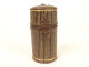 Cylindrical travel case for perfume, gilded leather, iron, 18th century