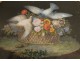 Gouache depicting two doves around a basket of flowers, Adrian Etienne Drian twentieth