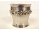 Solid silver egg cup, Old Man of Paris, decorated with applied coat of arms, 19th century