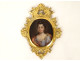 Miniature oval portrait of a woman, high-quality bronze frame, rocaille style, Louis XV, 18th century