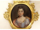 Miniature oval portrait of a woman, high-quality bronze frame, rocaille style, Louis XV, 18th century