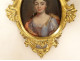 Miniature oval portrait of a woman, high-quality bronze frame, rocaille style, Louis XV, 18th century