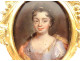Miniature oval portrait of a woman, high-quality bronze frame, rocaille style, Louis XV, 18th century