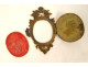 Miniature oval portrait of a woman, high-quality bronze frame, rocaille style, Louis XV, 18th century