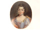 Miniature oval portrait of a woman, high-quality bronze frame, rocaille style, Louis XV, 18th century