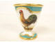 Paris porcelain egg cup decorated with a farmyard rooster, Empire gilt, 19th century