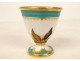Paris porcelain egg cup decorated with a farmyard rooster, Empire gilt, 19th century
