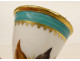 Paris porcelain egg cup decorated with a farmyard rooster, Empire gilt, 19th century