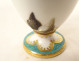 Paris porcelain egg cup decorated with a farmyard rooster, Empire gilt, 19th century