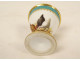 Paris porcelain egg cup decorated with a farmyard rooster, Empire gilt, 19th century