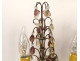 Pair of 4-light silvered bronze candelabra with fruit-colored crystal drops, 19th century