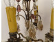 Pair of 4-light silvered bronze candelabra with fruit-colored crystal drops, 19th century