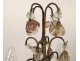 Pair of 4-light silvered bronze candelabra with fruit-colored crystal drops, 19th century