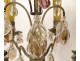 Pair of 4-light silvered bronze candelabra with fruit-colored crystal drops, 19th century