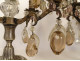 Pair of 4-light silvered bronze candelabra with fruit-colored crystal drops, 19th century