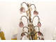 Pair of 4-light silvered bronze candelabra with fruit-colored crystal drops, 19th century