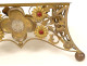 Thabor monstrance holder, bronze, gilt brass, Christ the Sacred Heart, flowers, 19th century