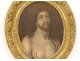 Oval portrait of Christ with crown of thorns, Ecce Homo, carved frame, 18th century