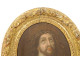 Oval portrait of Christ with crown of thorns, Ecce Homo, carved frame, 18th century