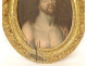 Oval portrait of Christ with crown of thorns, Ecce Homo, carved frame, 18th century