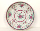 Large round porcelain platter, Compagnie Indes Famille Rose, China, flowers, 18th century