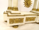 Louis XVI portico clock with white marble and bronze columns, Napoleon III style, 19th century
