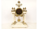 Louis XVI portico clock with white marble and bronze columns, Napoleon III style, 19th century