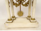 Louis XVI portico clock with white marble and bronze columns, Napoleon III style, 19th century