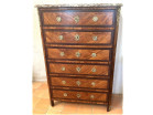 Semainier chiffonnier Louis XVI marqueterie bois rose amarante marbre 18è