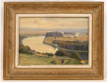 HST landscape representing the Seine, in the countryside of Rosny-sur-Seine, XX