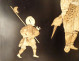 Pair of lacquered wood panels with Shibayama marquetry figures, Japan Meiji period, 19th century