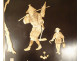 Pair of lacquered wood panels with Shibayama marquetry figures, Japan Meiji period, 19th century