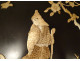 Pair of lacquered wood panels with Shibayama marquetry figures, Japan Meiji period, 19th century