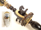 Grande pipe de réserviste Tyrol bois corne porcelaine Dragon Allemagne XXè